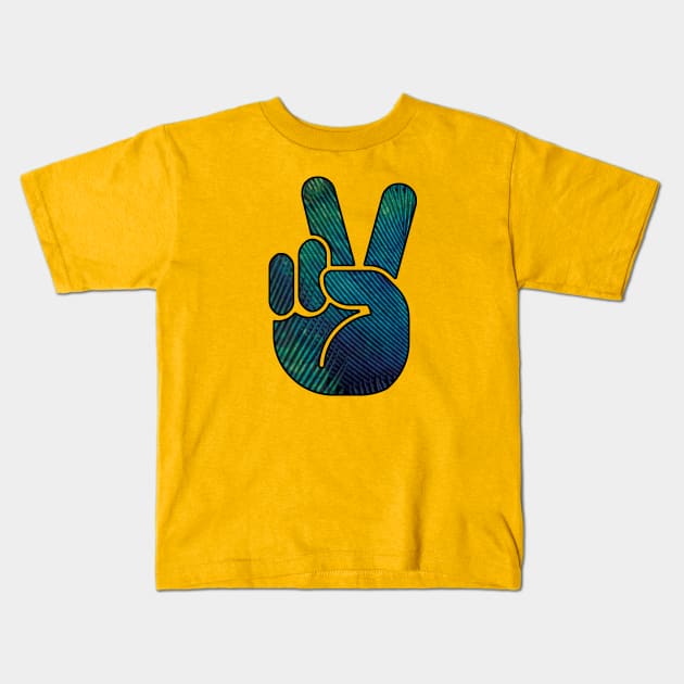 peace hand feathered Kids T-Shirt by ReflectionOfYou